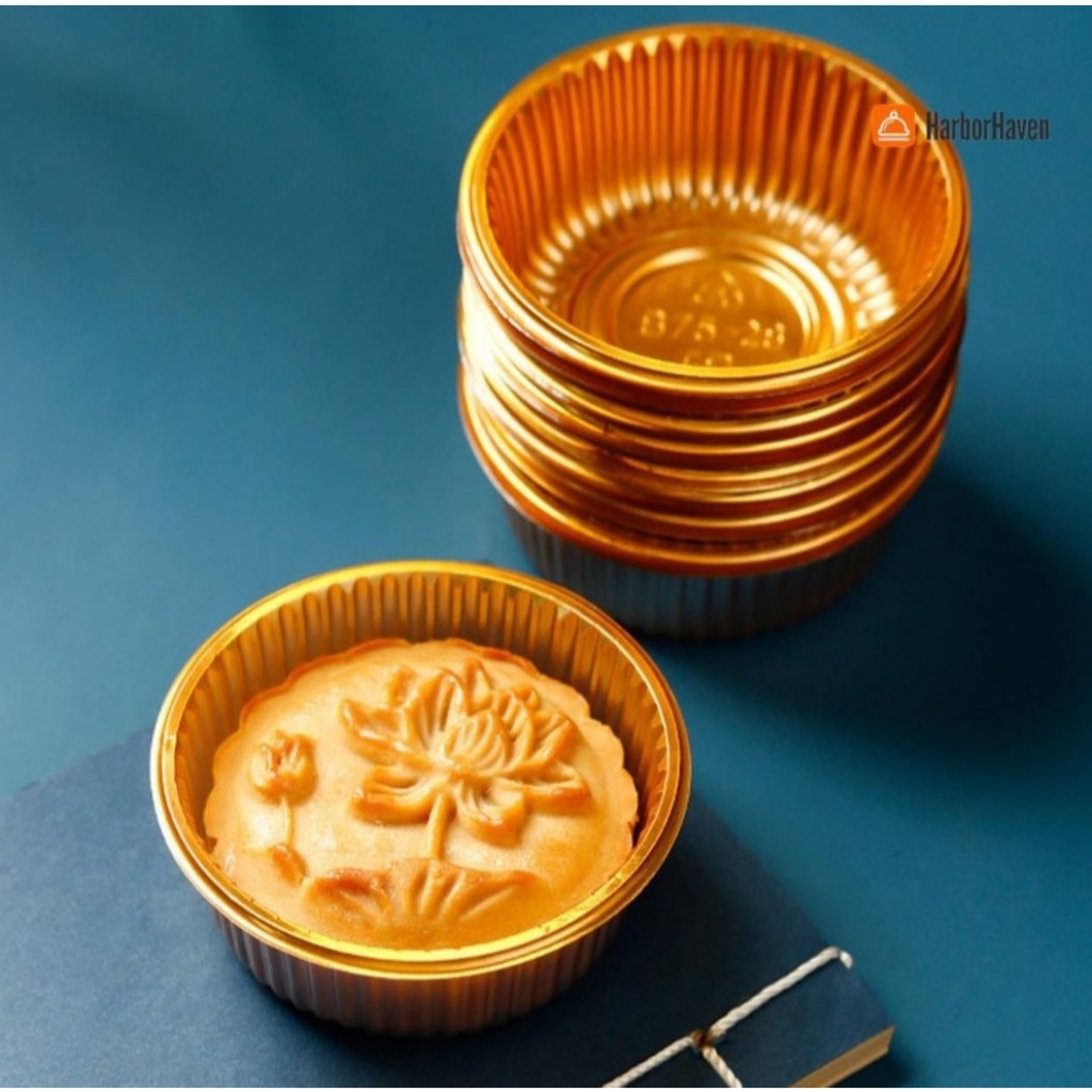 50 Khay Bánh Trung Thu Tròn Dùng 1 Lần Màu Vàng Sang Trọng [Đựng Bánh 150g-200g]