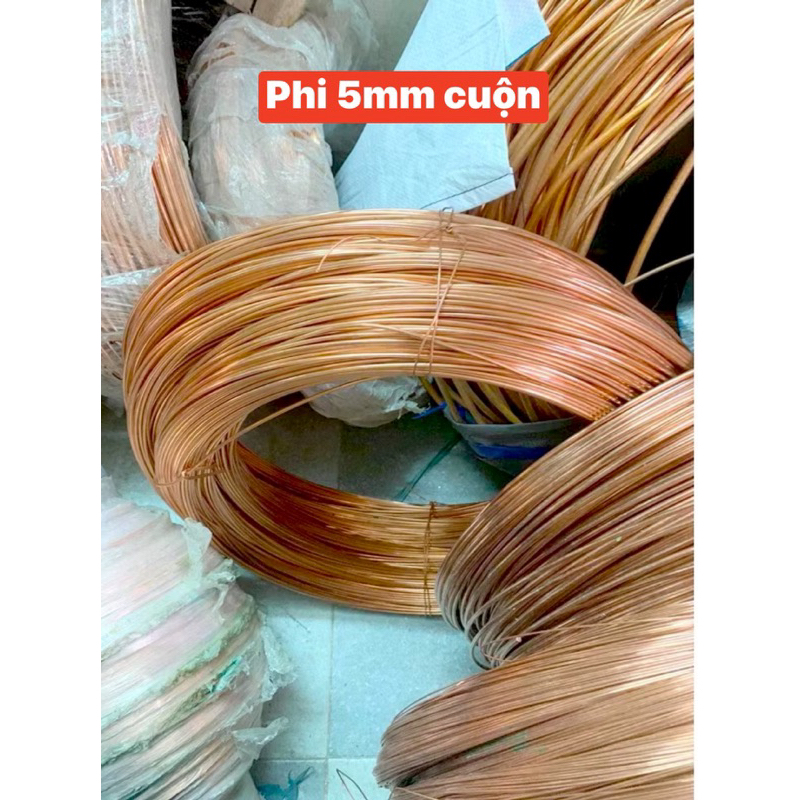 Dây đồng trần ( đồng đỏ ) phi 5mm (5ly ) dài 3m -5m