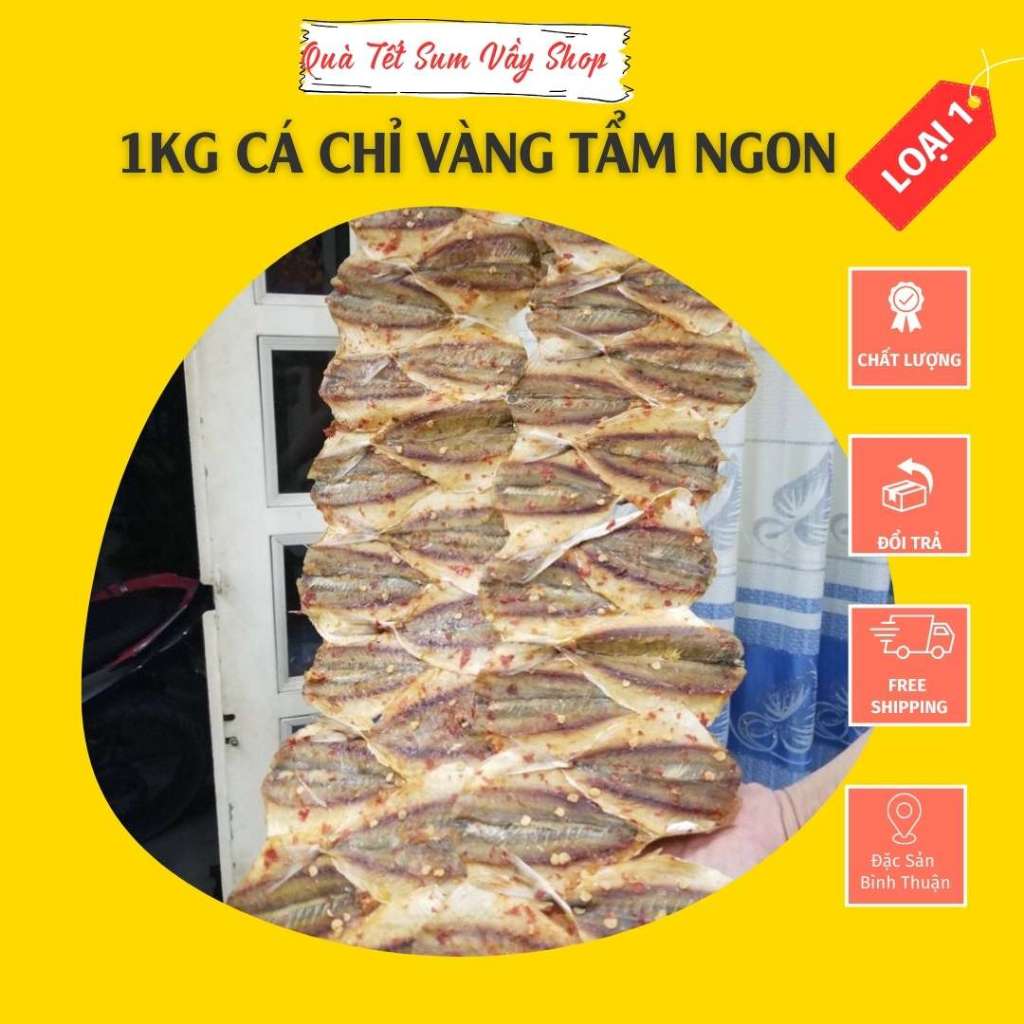 1kg Cá chỉ vàng, khô cá chỉ vàng tẩm gia vị thịt dày, cá to, thơm ngon loại 1