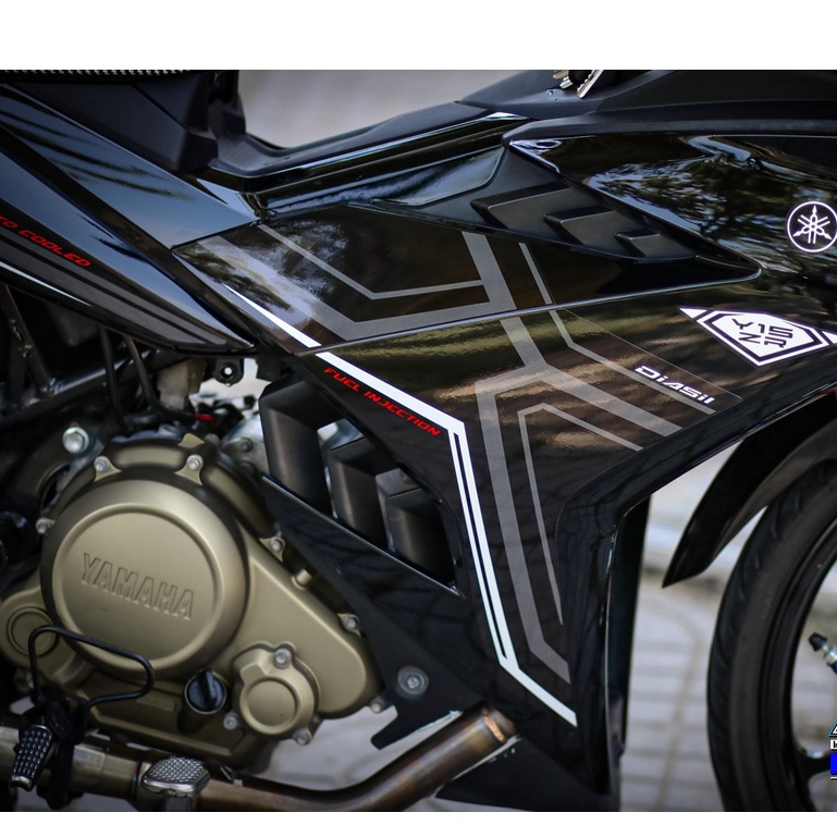 Tem rời exciter 150 đen xám chỉ xám trăng