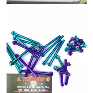 ốc titan gr5 lốc máy salaya mẫu thấp gắnwinner x sonic satria raider exciter msx (titanium bolt crank case salaza)