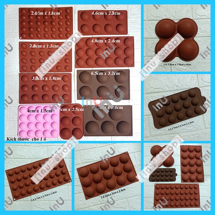 Hcm - Khuôn Silicon Nửa Hình Tròn Nhiều Mẫu Làm Chocolate Bomb 4 Ô, 6 Ô, 8 Ô, 15 Ô, 20 Ô, 24 Ô Và 35 Ô Bsi
