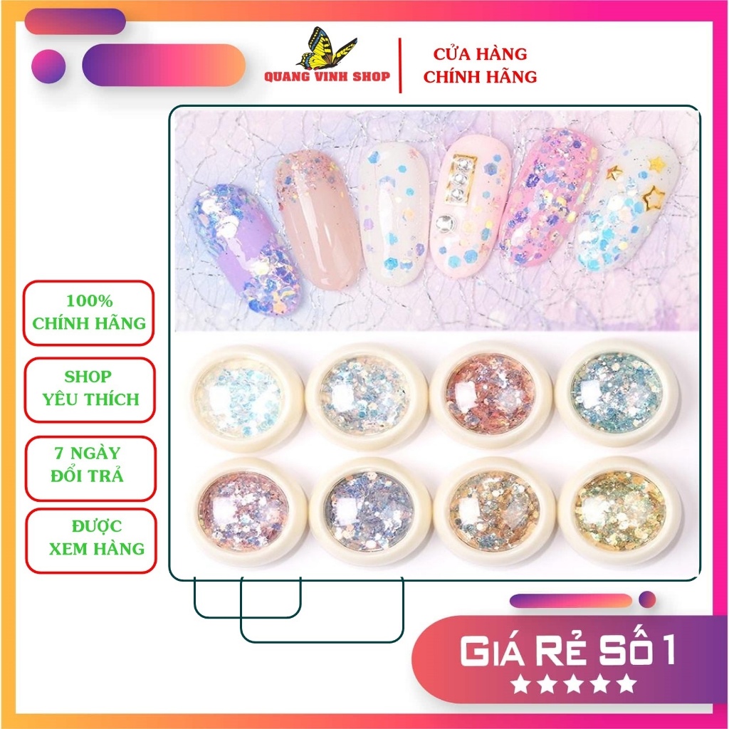 Sét nhũ vảy cá 8 màu trang trí móng