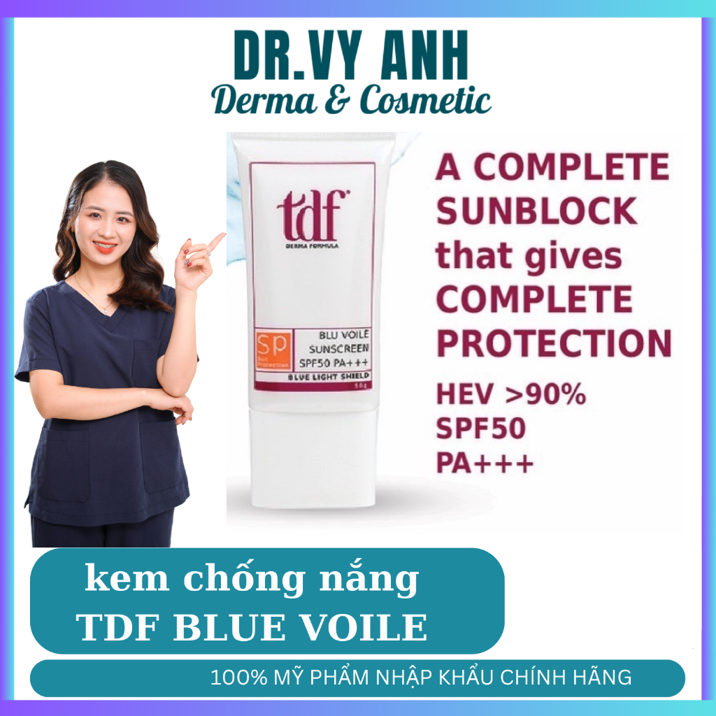 [HÀNG CHÍNH HÃNG] KEM DƯỠNG CHỐNG NẮNG TDF BLU VOILE SUNSCREEN SPF50 PA+++ BLUE LIGHT SHIELD