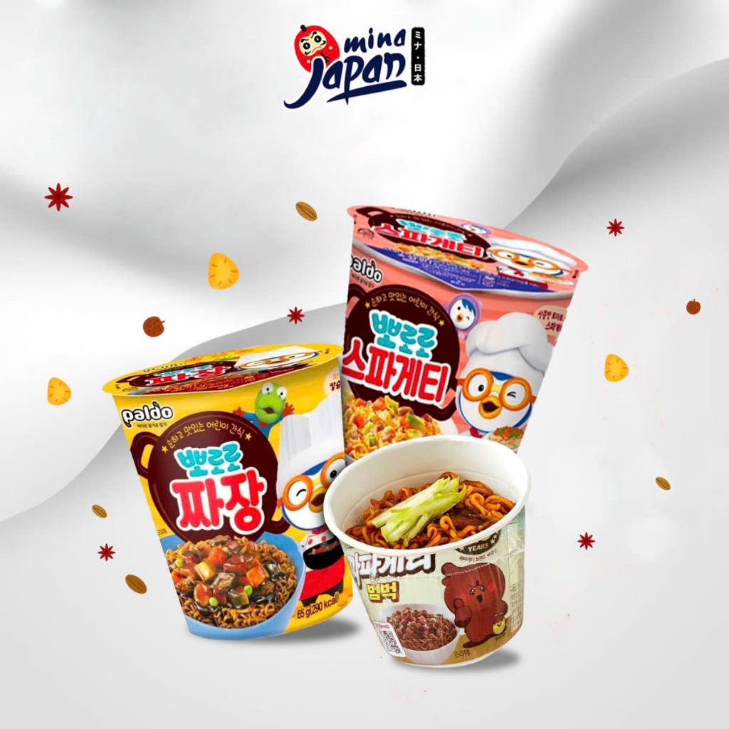 Mì PORORO Trẻ Em Tương Đen/ Spaghetti Nội Địa Hàn Quốc hộp 65G