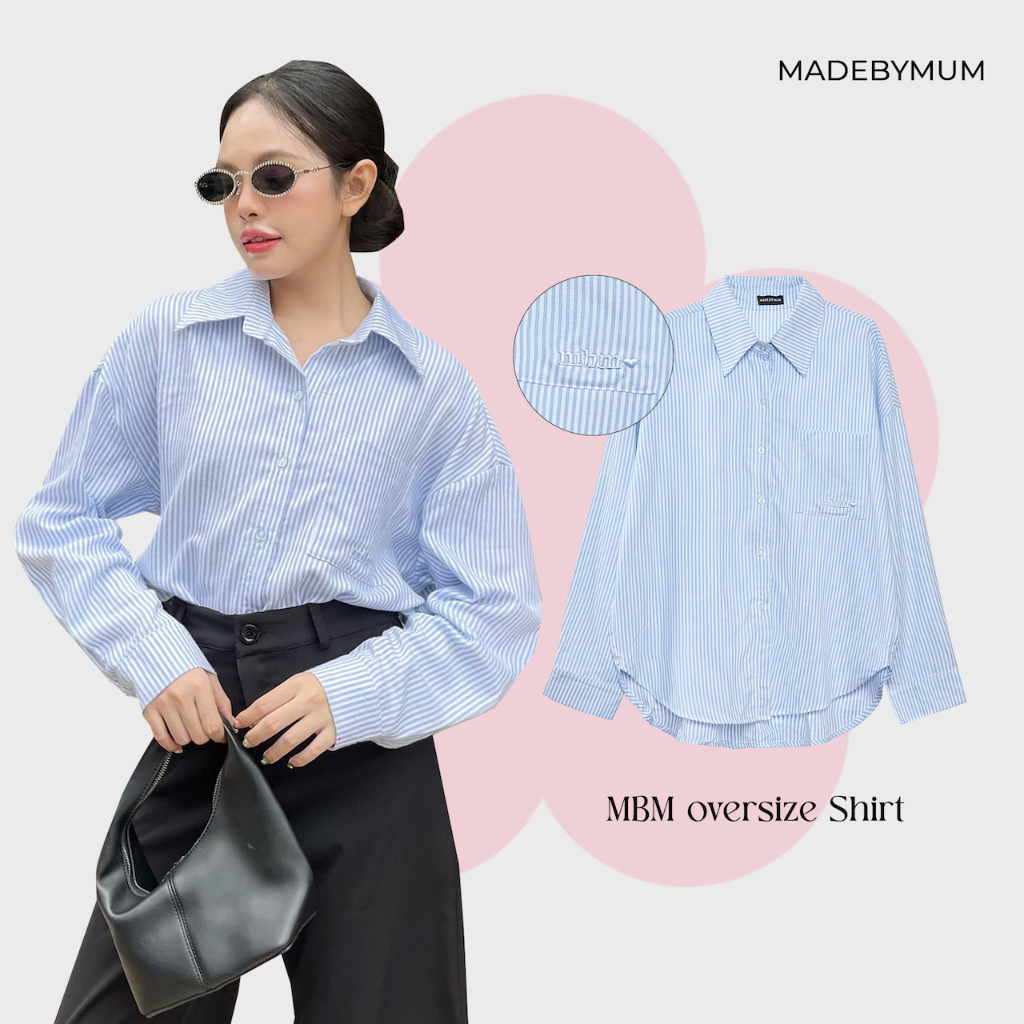 Áo somi MADE BY MUM thêu Mbm ở túi - Oversize shirt