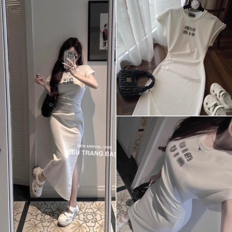 𝑯𝑨̀𝑵𝑮 𝑪𝑶́ 𝑺𝑨̆̃𝑵  Váy Body Xốp Dúm Eo chữ M i u  Đính Đá Ng Kiều Trang - 𝓖𝓾𝓪𝓷𝓰𝔃𝓱𝓸𝓾 L1