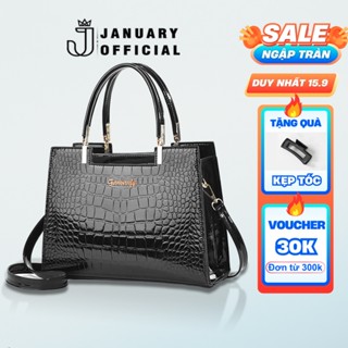  Túi xách nữ đeo chéo quai xách cao cấp sang trọng tặng mẹ đi tiệc size 29 màu đen - January GC10 
