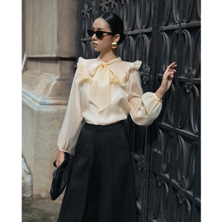OLV - Áo kiểu suông công sở thắt nơ tay dài Evodie Top