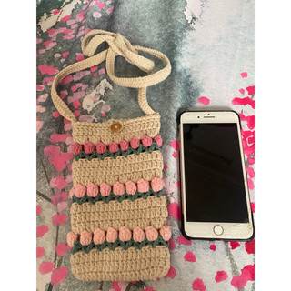  Túi len hoa tulip đựng điện thoại handmade 
