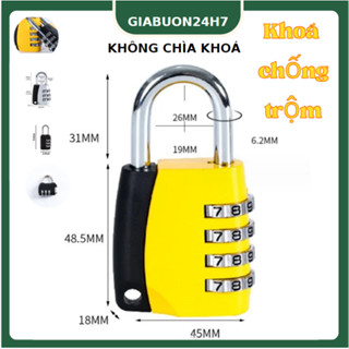 Ổ khoá mini chống gỉ, khoá số mini chống trộm, ổ khóa số khóa tủ, khóa vali nhỏ gọn, chắc chắn