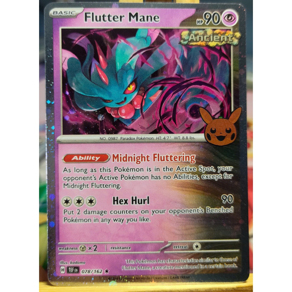 [KW2 Pokemon] [EN] Thẻ Flutter Mane - 078/162 - Galaxy Holo Rare - TEFEN - Logo Hallowen 2024