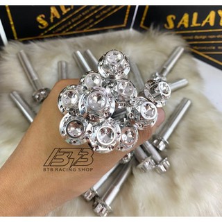  Ốc Salaya mẫu vương miện 10li inox 304 dài ngắn đầy đủ các size cho các dòng xe máy 