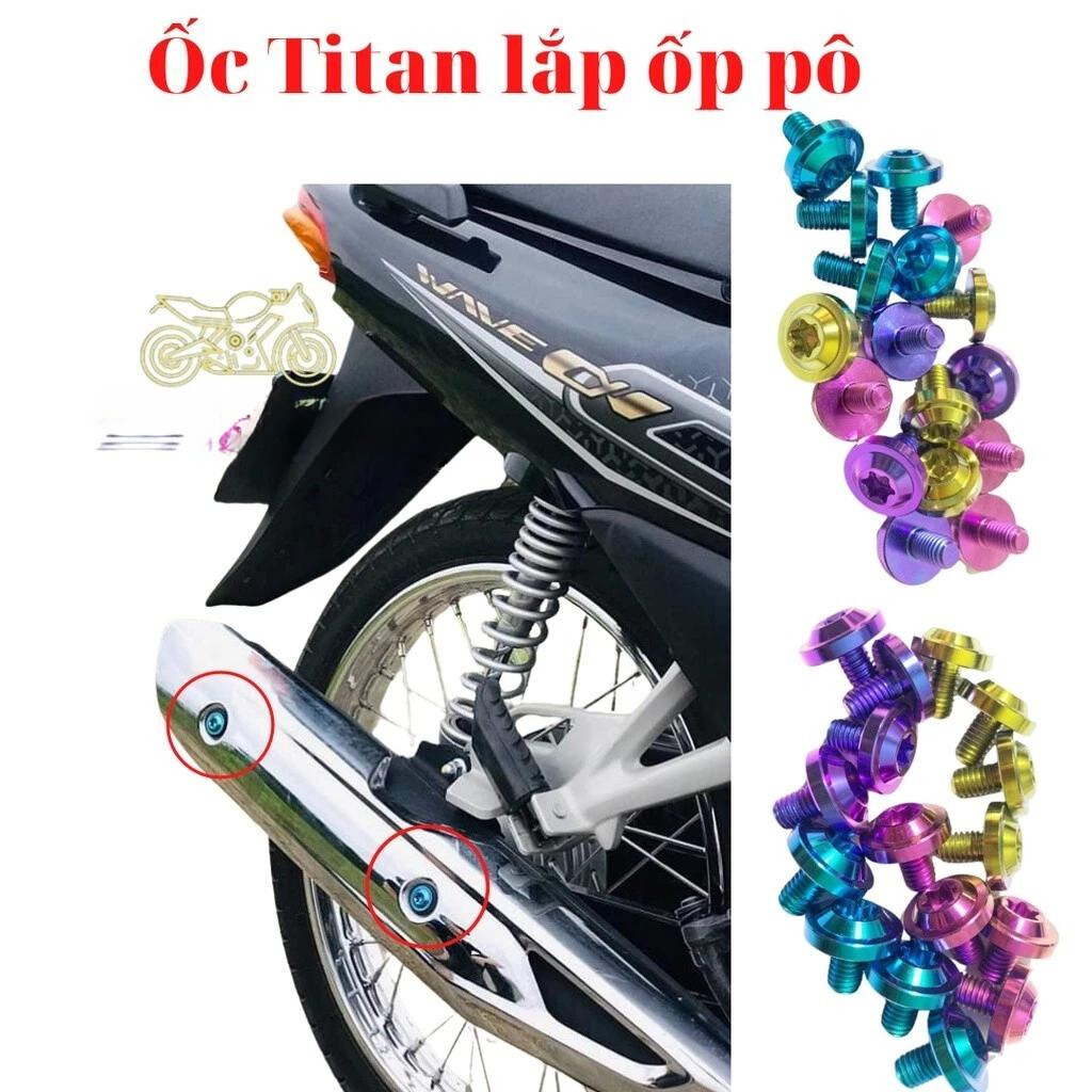 Ốc titan gr5 gắn ốp pô xe wave a Wave a 2007-2025 50cc 100cc 110cc, sirius, RSX Fi 110