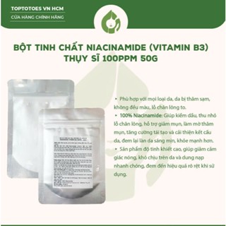 [HÀNG NHẬP KHẨU] Bột Niacinamide (Vitamin B3) Thụy Sĩ 100PPM kiềm dầu, mờ thâm, làm sáng da 50g