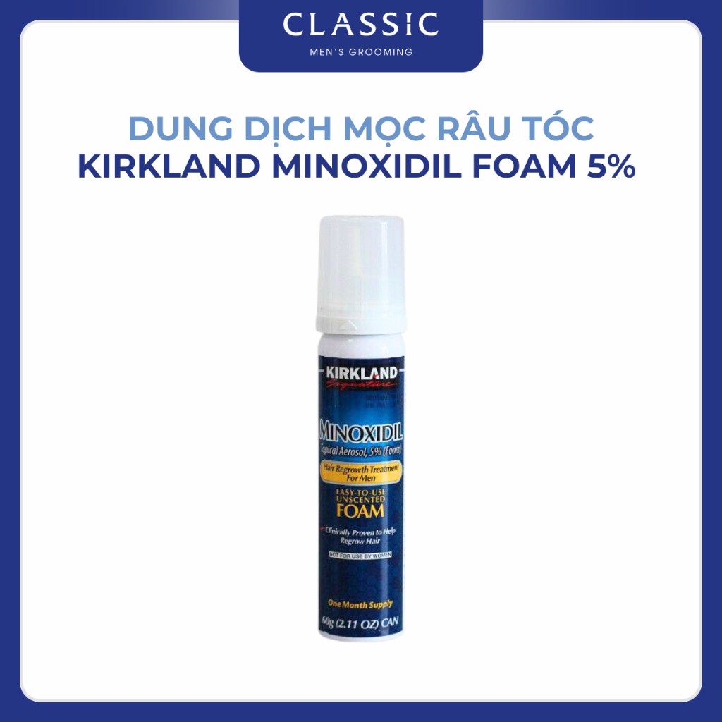 Dung dịch mọc Râu Tóc Kirkland Minoxidil 5% Foam (Dạng bọt)
