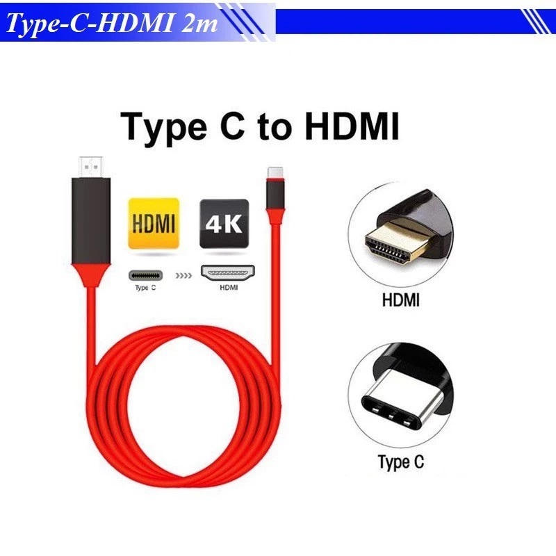 Cáp chuyển tín hiệu Type-C ra HDMI dài 2m cho Android