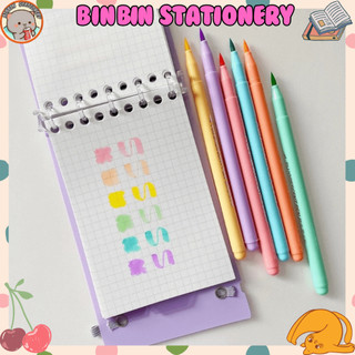 Set 6 bút dạ quang đánh dấu ngòi brush viết Calligraphy, ngòi mềm, viết êm, mực sắc nét, không chói mắt, có tách lẻ BCL