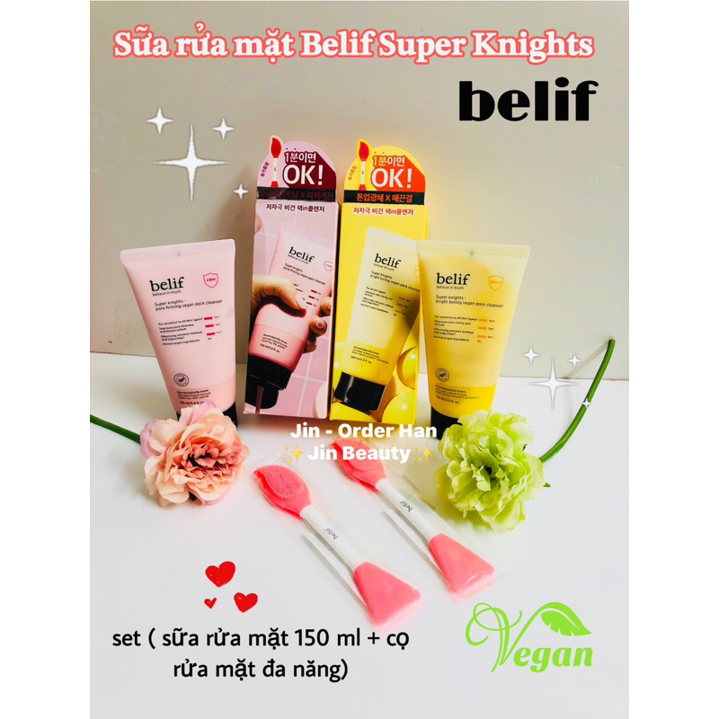 [Bill Oliveyoung ] Sữa rửa mặt Belif Super Knights Vegan Pack Cleanser[ Kèm cọ rửa mặt hãng]