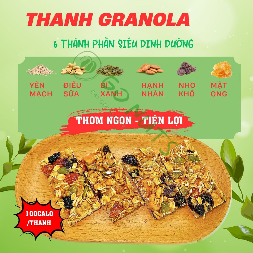 Thanh Granola túi 250g GO NUTS Granola bar Thanh hạt dinh dưỡng mix Bánh ngũ cốc ăn kiêng healthy | BigBuy360 - bigbuy360.vn