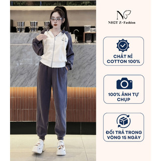 Đồ bộ nỉ nữ NH2T thêu chữ Skicen chất cotton form vừa tôn dáng SN14