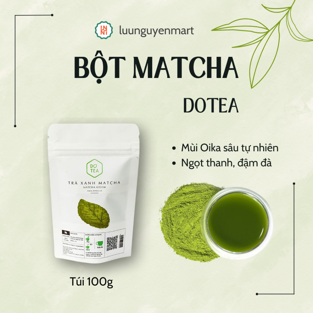 Bột Trà Xanh Matcha Nhật Dotea - Túi 100gr
