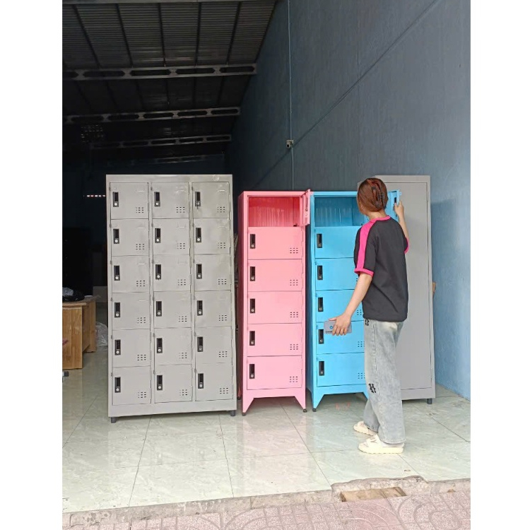 Tủ locker sắt đựng tài liệu cho văn phòng - Tủ sắt locker nhiều ngăn 6 8 10 12 15 cửa, tủ sắt mini
