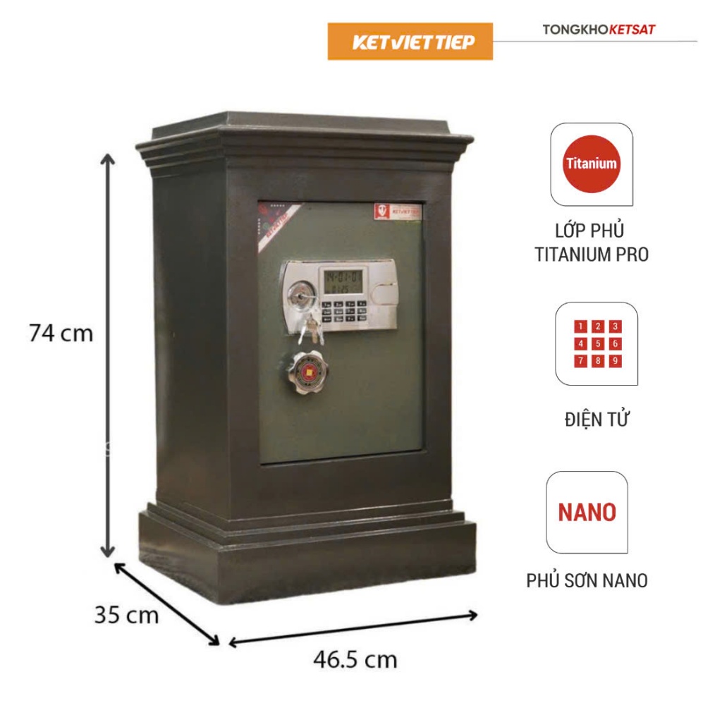 Két sắt chống cháy điện tử 🎁CHÍNH HÃNG🎁 K305-DT Nặng 80KG két sắt Việt Tiệp (Freeship Toàn Quốc)