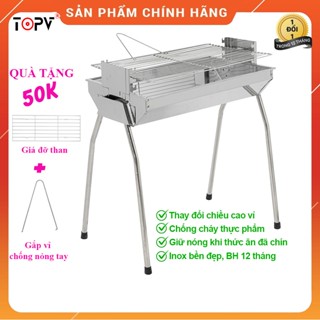 Bếp nướng than hoa TopV VCM nướng than inox đứng gấp gọn dã ngoại bbq ngoài trời