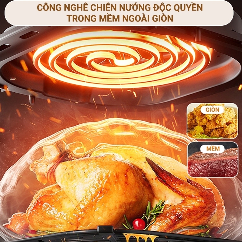 Nồi chiên không dầu QCOOKO, Nồi chiên hơi nước dung tích 6L, 1400W, công nghệ mới STEAM AIR thịt mềm mọng nước, giảm mỡ | BigBuy360 - bigbuy360.vn