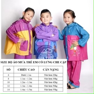  Áo Mưa Bộ Cho Bé Sơn Thủy Có Phần Lưng Che Cặp - Áo mưa trẻ em Hàng Chính Hãng 