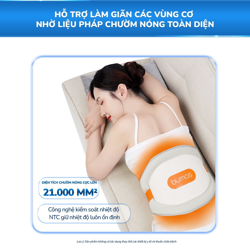 Máy Massage Lưng Bụng BUMAS M13 - Massage Sâu Kết Hợp Chườm Nóng Thảo Dược Tự Nhiên