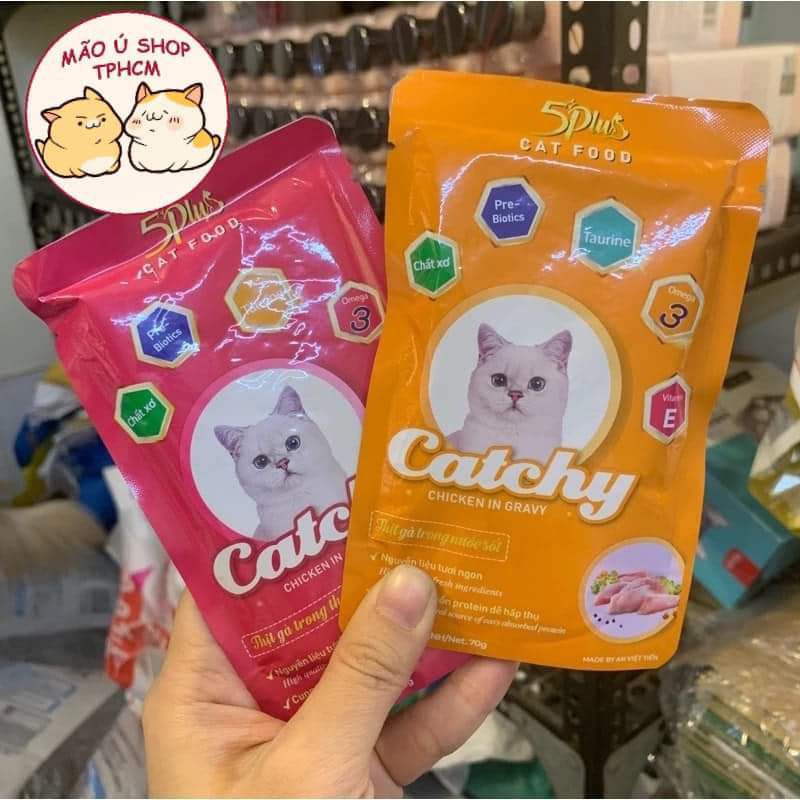 PATE CATCHY 5PLUS GÓI 70g-PATE CHO MÈO