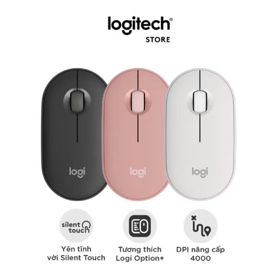 Chuột Không Dây Yên Lặng Logitech M350/ M350S Pebble Kết Nối Bluetooth/ Usb -HÀNG OEM , Nhỏ Gọn, Giảm ồn