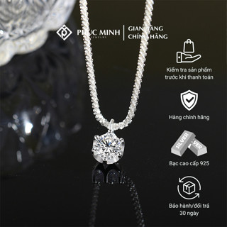 Dây chuyền bạc nữ PMJ dây bạc xù lấp lánh mặt đá cao cấp PMJ0079Đ Phúc Minh Jewelry