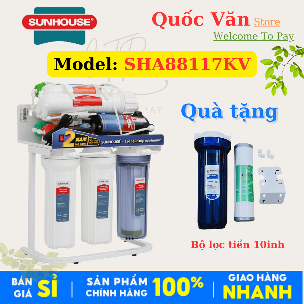 Máy lọc nước RO Sunhouse SHA88117KV 10 lõi - Hỗ trợ lắp đặt TP.HCM