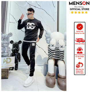 Set đồ nam thu đông cổ tròn cao cấp dài tay phom đẹp Menson MD39 Bộ nỉ nam thu đông đẹp siêu ấm 2023 Hàng Xuất Dư