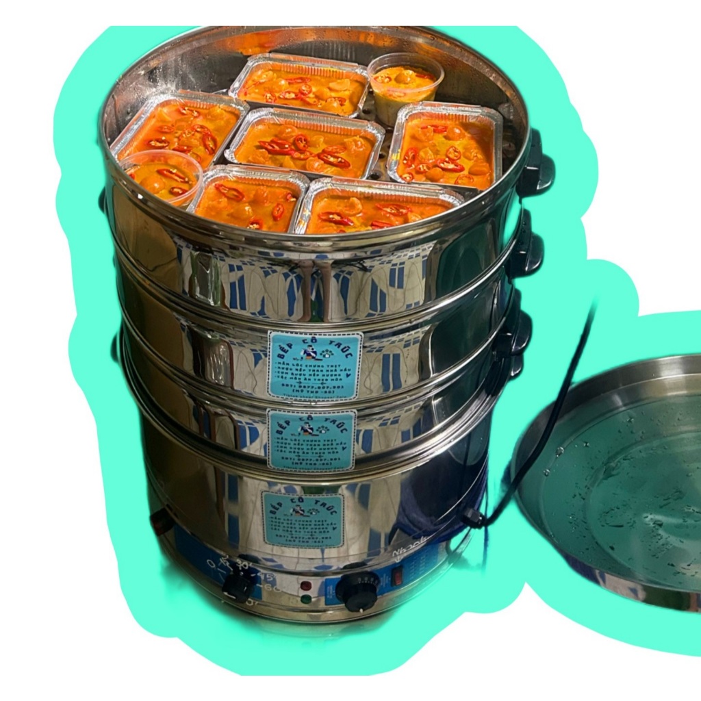 Nồi hấp bánh flan 40cm chạy điện 3 tầng hấp