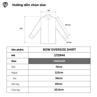 MbmumProject Bow Oversize Shirt Áo Somi Trơn Tay Dài Có Túi In Nơ