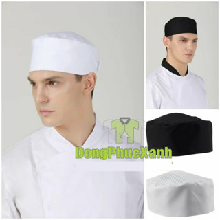 Nón đầu bếp, Nón phụ bếp - Nón bếp đen trơn- Nón phụ bếp nam nữ Nón bếp phụ