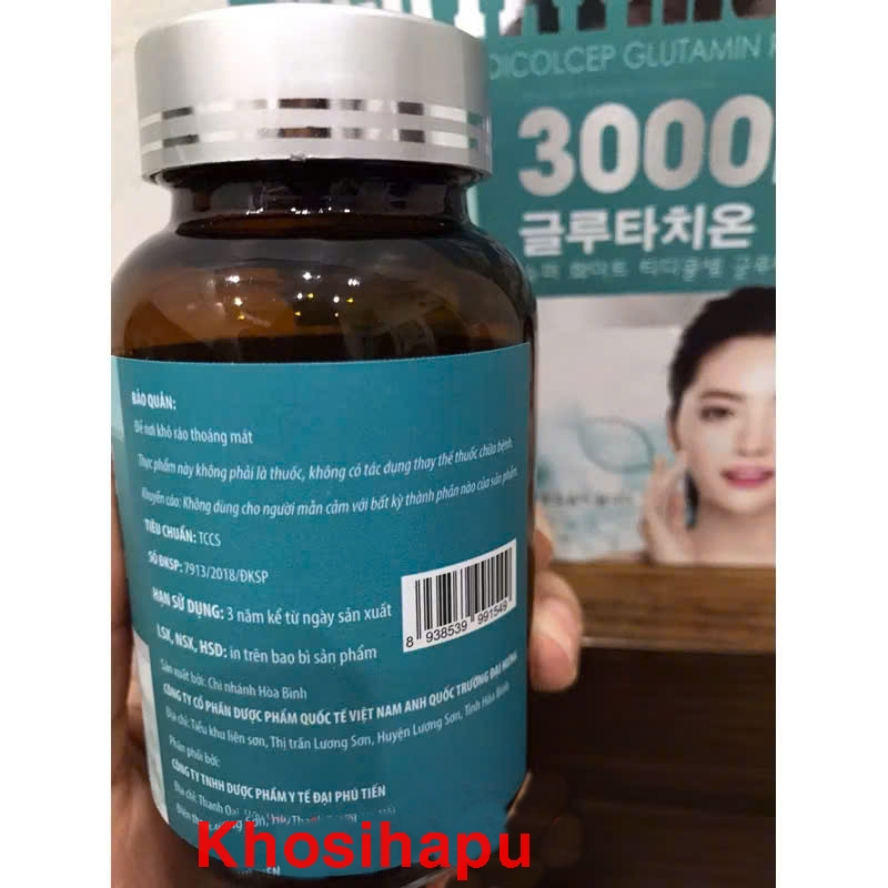 Viên uống trắng da mờ nám GLUTATHIONE 3000mg - Glutathione 2000mg - Hỗ trợ làm đẹp da Glutathion 1000mg Hộp 30 viên