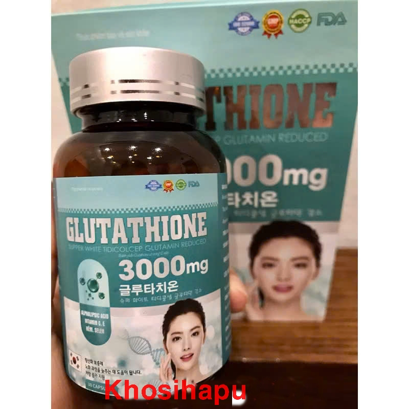 Viên uống trắng da mờ nám GLUTATHIONE 3000mg - Glutathione 2000mg - Hỗ trợ làm đẹp da Glutathion 1000mg Hộp 30 viên