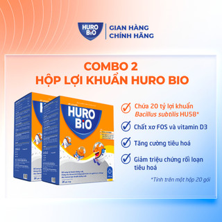  Combo 2 Hộp Men vi sinh cho bé HURO BIO bột lợi khuẩn giảm rối loạn tiêu hóa Táo bón ở trẻ em Hộp  20 gói  