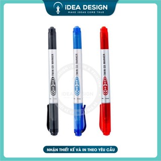 Bút lông dầu Thiên Long, Ghi trên nhãn dán và Card cán màng, bút dạ 2 đầu Ceedee - 3 Màu Đen, Đỏ, Xanh dương