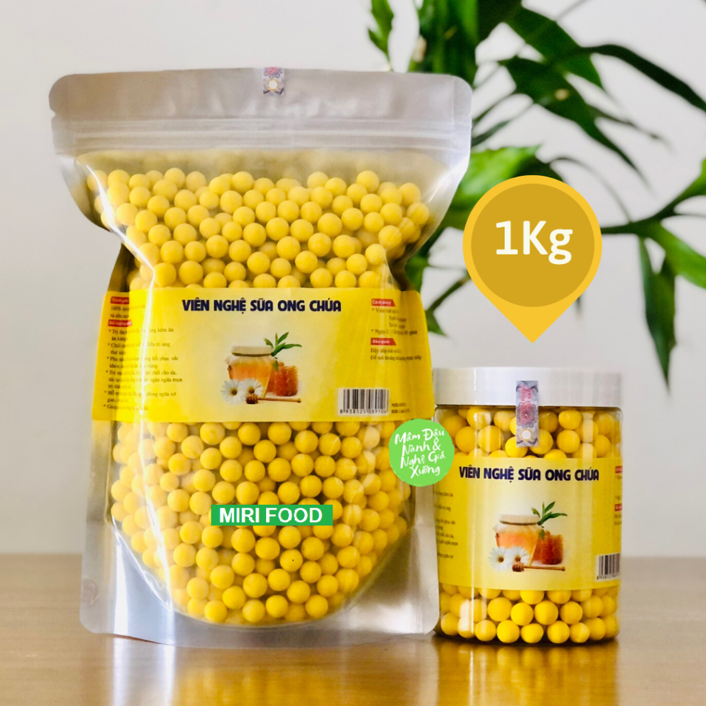 Túi 1Kg Viên Nghệ Sữa Ong Chúa, Viên Tinh Nghệ Hỗ Trợ Giảm Cân, Da Hồng Hào Đẹp Da, Có Chứng Nhận An Toàn Thực Phẩm