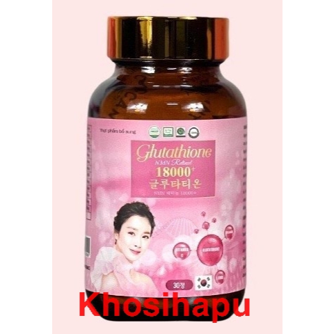 Viên uống Trắng da GLUTATHIONE 18000mg viên uống trắng da cấp tốc giảm nám mờ thâm nhăn căng bóng tăng sinh lý nữ 60v