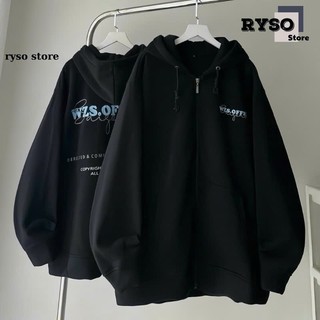 Áo Khoác Nỉ Bông In Chữ SÀI GÒN Khoá Kéo Zip In Dáng Form Rộng Nón 2 Lớp, Áo Hoodie Kéo Zip In Chữ Nón Rộng Unisex RYSO