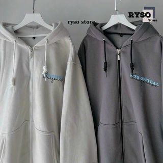 Áo Khoác Nỉ Bông In Chữ SÀI GÒN Khoá Kéo Zip In Dáng Form Rộng Nón 2 Lớp, Áo Hoodie Kéo Zip In Chữ Nón Rộng Unisex RYSO