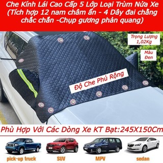  Che Nắng Ô Tô - Tấm Bạt Che Nắng Kính Lái Ô Tô 4 Lớp Cao Cấp Cách Nhiệt Chống Nóng Có Chụp Gương Phản Quang 