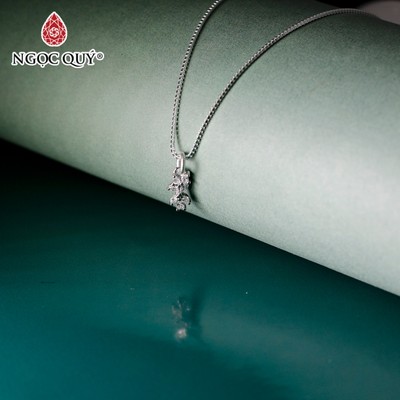 Dây chuyền S925 mặt họa tiết hoa đính đá 10x5mm - Ngọc Quý